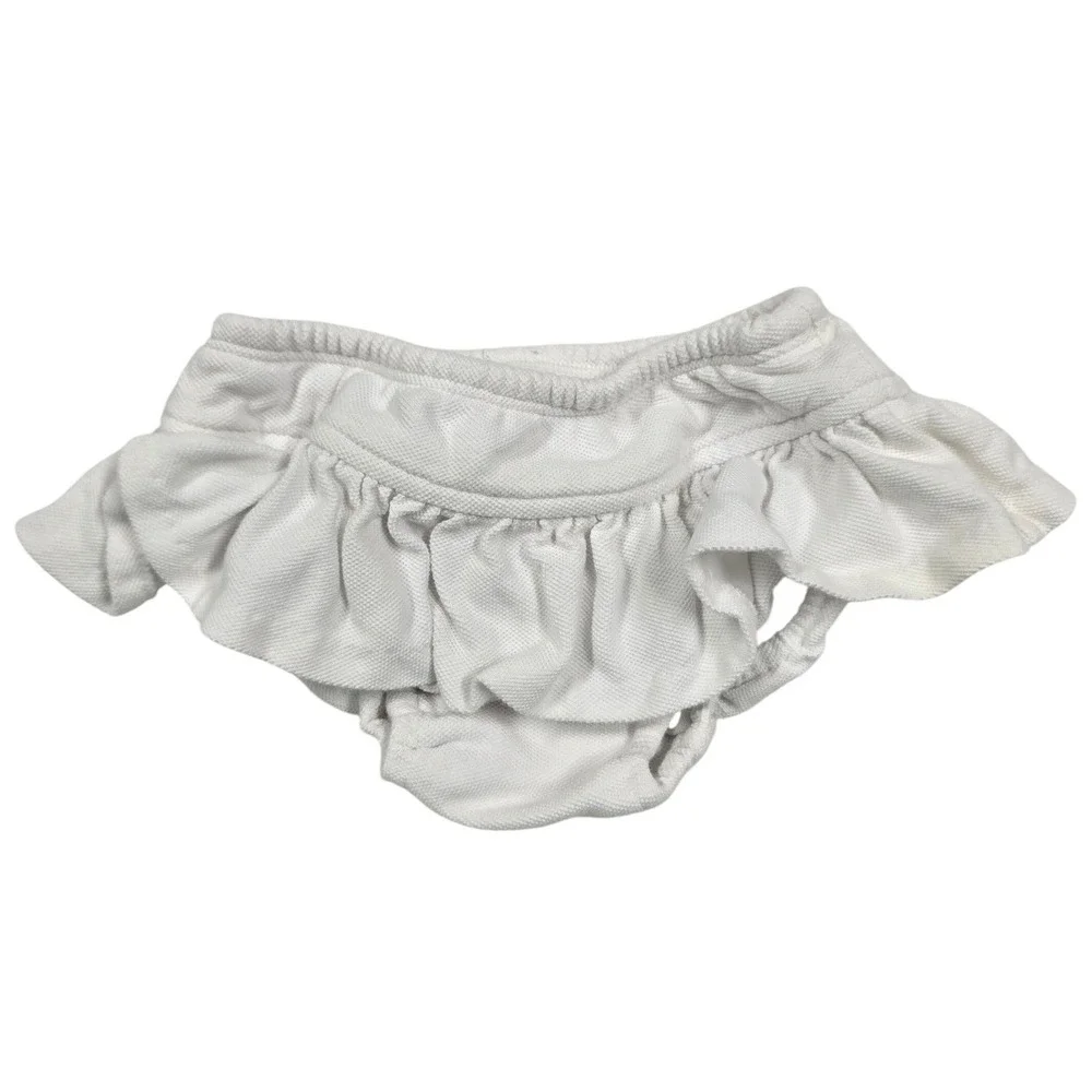 Ralph Lauren White Ruffle Diaper Cover Bloomers Baby Girl 3M Cotton Pique Knit